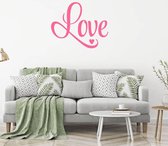 Muursticker Love Met Hartje -  Roze -  140 x 116 cm  -  woonkamer  slaapkamer  engelse teksten  alle - Muursticker4Sale
