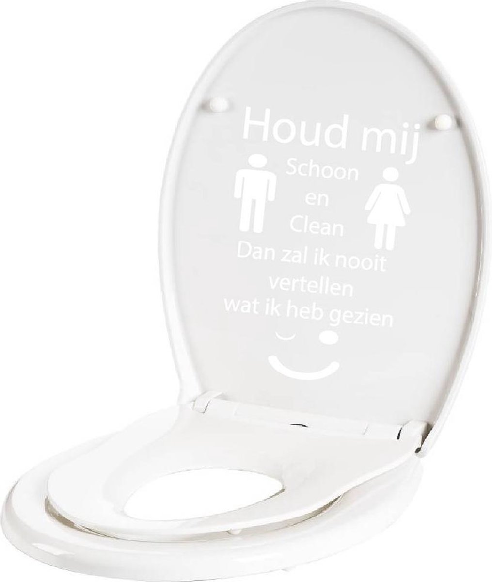 Wc sticker houd mij schoon en clean - Wit - 18 x 27 cm toilet