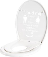 Wc Sticker Houd Mij Schoon En Clean -  Wit -  18 x 27 cm  -  toilet  alle - Muursticker4Sale