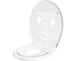 Wc sticker houd mij schoon en clean - Wit - 18 x 27 cm toilet