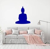 Muursticker Buddha - Donkerblauw - 60 x 50 cm - woonkamer slaapkamer toilet