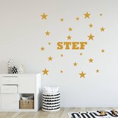 Muursticker Sterren Met Naam - Goud - 80 x 80 cm - baby en kinderkamer - naam stickers baby en kinderkamer alle