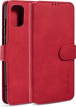 Voor Galaxy A71 5G DG.MING Retro Oil Side Horizontal Flip Case met houder & kaartsleuven & portemonnee (rood)