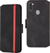 Voor Galaxy A11 vintage matte olierand horizontale flip lederen tas met beugel en kaartsleuven (zwart)