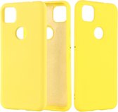 Voor Google Pixel 4a Pure Color Liquid Silicone Shockproof Full Coverage Case (Geel)