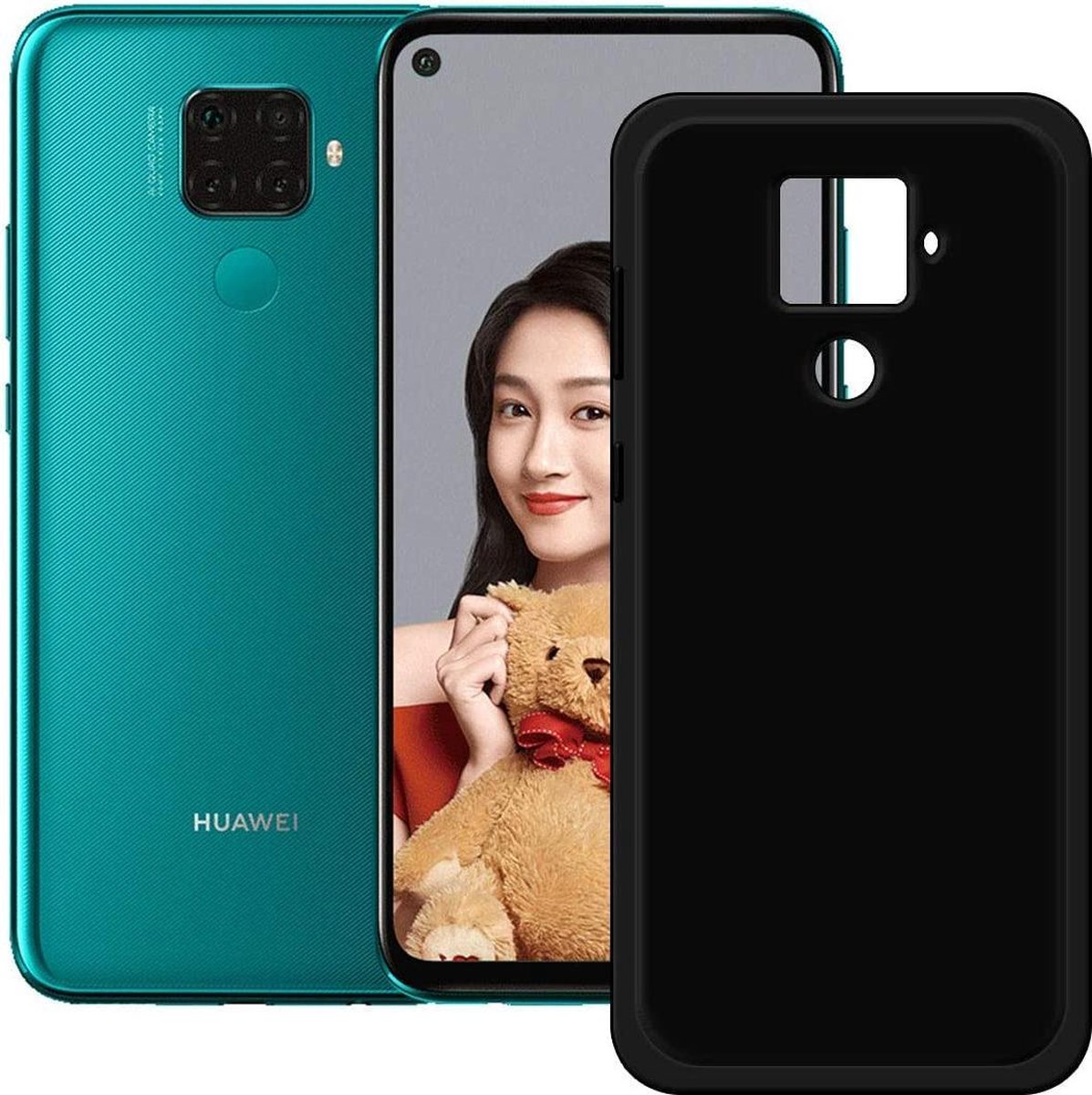 Hoesje Geschikt voor: Huawei Mate 30 Lite - Silicone - Zwart