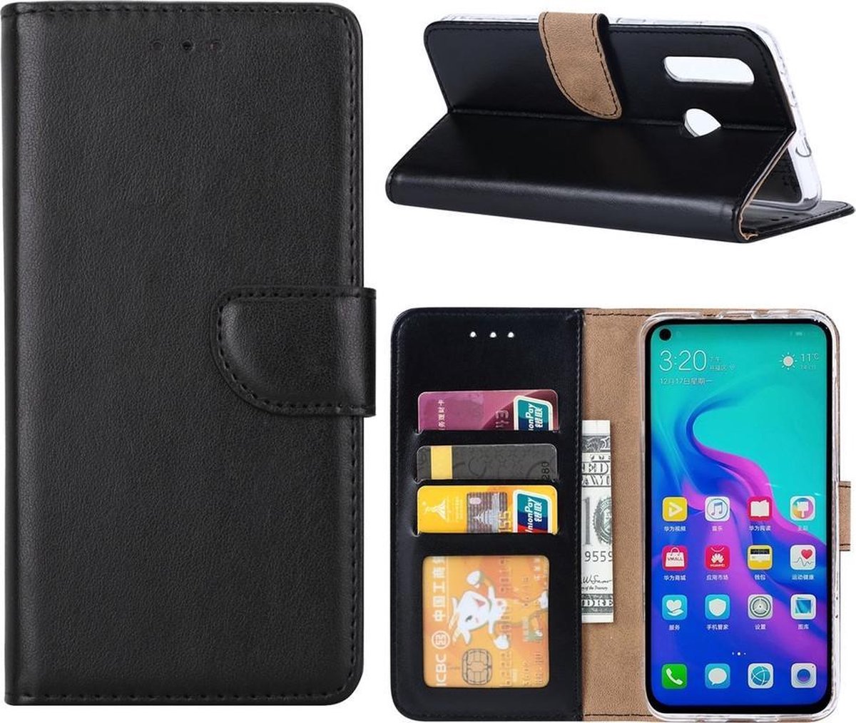 Bookcase Geschikt voor: Huawei Nova 4 - Zwart - portemonnee hoesje