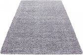 Tapijtenloods Basic Shaggy vloerkleed Lichtgrijs Hoogpolig - 80x250 CM