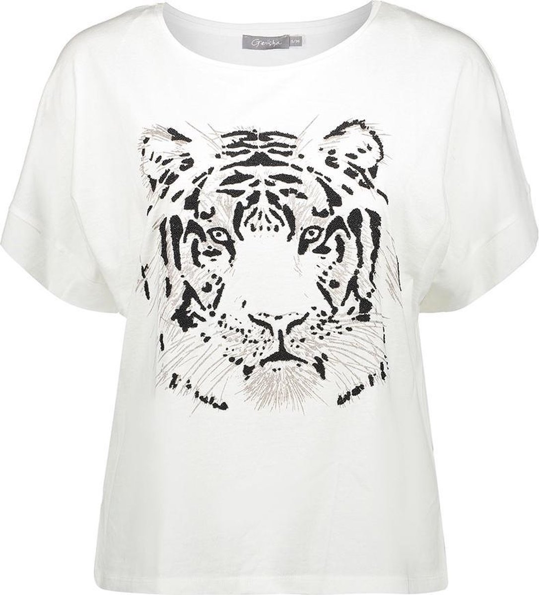 T Shirt Boxy Round Neck Tiger Ss 02352 46 Off White | bol.com