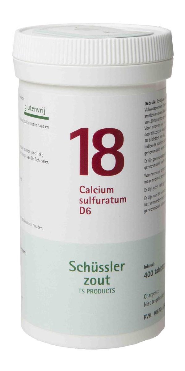 Pfluger Schussler Zout nr 18 Calcium Sulfuratum D6 - 1 x 400 tabletten