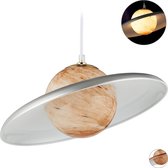 Relaxdays hanglamp Saturn - plafondlamp planeet - pendellamp - hangende lamp maan - glas