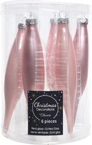 12x Glazen kerstpegels roze 15 cm mat/glans - Roze kerstboomdecoraties - Kerstboomversieringen - Kerstdecoraties