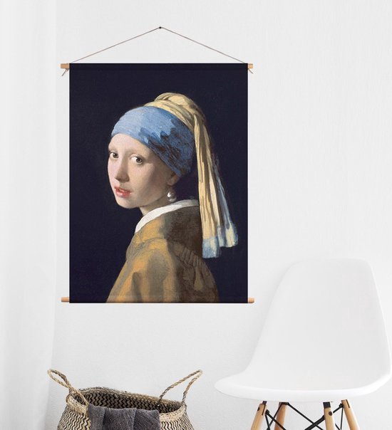 Textielposter Meisje met de parel - Vermeer | 90 x 120 cm |  PosterGuru