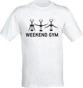 Weekend Gym wit heren t-shirt | fitness | grappig | cadeau | maat L