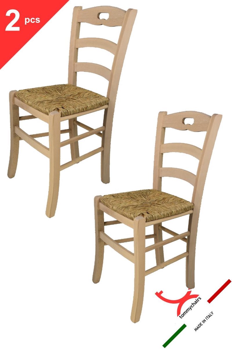 Tommychairs Savoie - Eetkamerstoelen - Set van 2 - Naturel - Rotan & Hout