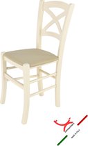 Tommychairs Cross - Eetkamerstoel - 1 Stuk - Wit & Hennep - Stof & Hout