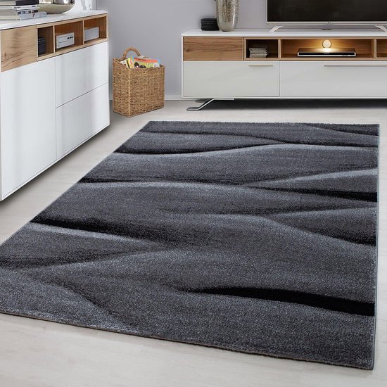 Bol Com Grijs Tapijt Laagpolig Vloerkleed Omid Structure 200x290cm Modern Woonkamer