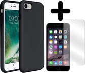 Hoesje Geschikt voor iPhone SE 2020 Hoesje Siliconen Case Hoes Met Screenprotector - Hoes Geschikt voor iPhone SE (2020) Hoes Cover Case - Zwart