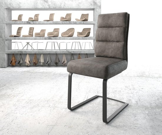 Chaise Pela- Flex frame flat black aspect suède vintage anthracite