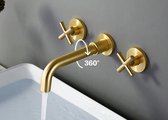 Badkraan inbouw goudkleurig hartafstand 20 cm - Kraan bad kleur goud design