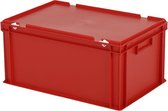 Stapelbak met deksel - Opbergbox - 600x400xH295mm - rood