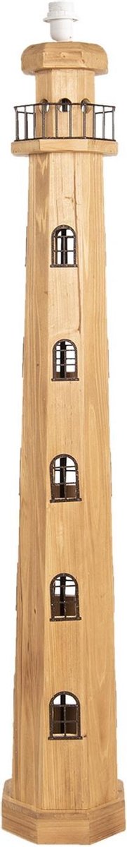 Clayre & Eef Vloerlamp Vuurtoren 23x23x140 cm Bruin Hout