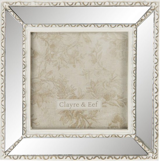Clayre & Eef Fotolijst 15*2*15 cm / 10*10 cm Wit Kunststof / Glas Rechthoek Fotokader Wissellijst