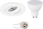 LED Spot Set - Pragmi Alpin Pro - GU10 Fitting - Inbouw Rond - Mat Wit - 4W - Warm Wit 3000K - Kantelbaar Ø92mm - BES LED