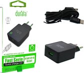Durata Fast Charge AC Adapter Oplader (DR-40) USB lader met 1 Type C USB Kabel Voor Samsung / Sony / Huawei / Motorola / Oppo / OnePlus / HTC / Xiaomi / Alcatel