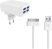 Durata DR- AC62 4 USB 4.2A uitgang oplader met 1 30 Pin USB Kabel voor iPhone 3G 3GS 4 4S iPad 2 3