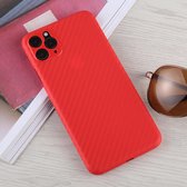 Voor iPhone 11 Pro Max Carbon Fiber Texture PP beschermhoes (rood)