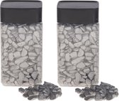 2x Decoratie/hobby stenen zilver 600 gram - Home deco woonaccessoires - Knutsel materialen