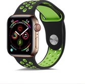 Shop4 - Bandje voor Apple Watch 1 38mm - Large Siliconen Neon Groen Zwart