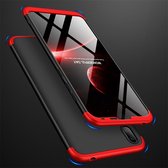 GKK Three Stage Splicing Full Coverage PC Case voor Huawei Y7 Pro (2019) (Zwart Rood)