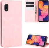 Voor Galaxy A10e Retro-skin Business magnetische zuignap Case met houder & kaartsleuven & portemonnee (roze)