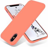 Silicone case geschikt voor Apple iPhone X / Xs - oranje + glazen screen protector