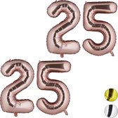 Relaxdays 2x folie ballon 25 - cijferballon - verjaardag folieballon cijfer - rosegoud