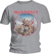 Iron Maiden Heren Tshirt -S- Trooper Vintage Circle Grijs