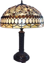 Tafellamp Tiffany ø 46*62 cm E27/max 2*60W | Creme | 5LL-6068 | Clayre & Eef