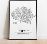 Utrecht city poster, A3-formaat zonder lijst, plattegrond poster, woonplaatsposter, woonposter