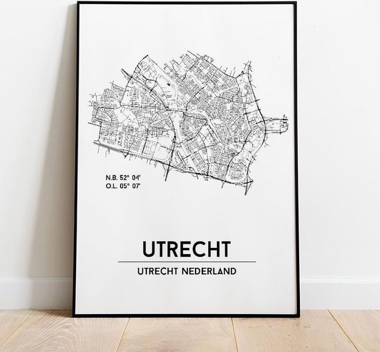 Utrecht city poster, A3formaat zonder lijst, plattegrond poster