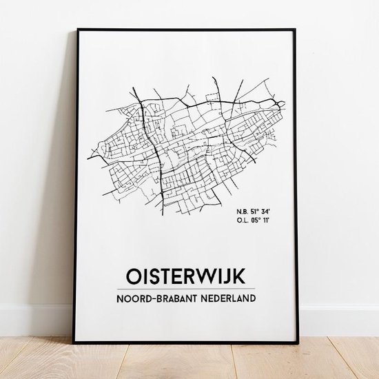 Oisterwijk city poster, zonder lijst, plattegrond poster, woonplaatsposter, woonposter
