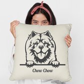 Sierkussen - Chow Chow Eigen Naam - Wit - 45 Cm X 45 Cm