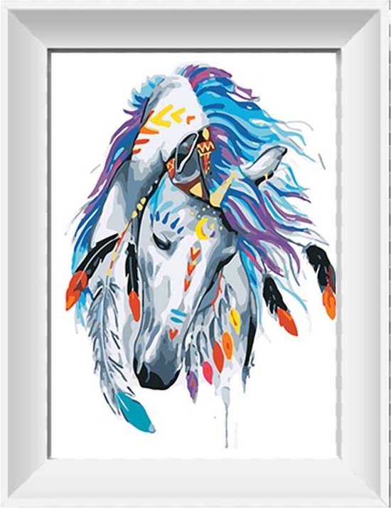 Figured'Art Schilderen op Nummer Volwassenen canvas Drie paarden en zee - Handwerk acrylverf Kit DIY Compleet - 40x50cm zonder frame