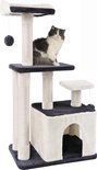 MC Star 100cm Krabpaal met schraper Meerdere platforms, Tweedeurs kattengrotten, Speelgoedballen met bellen, Krabbed Natuurlijk Sisal Katten Spelletjes - Grijs&Beige, 100cm