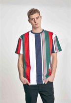 Urban Classics - Heavy Oversized Big AOP Stripe Heren T-shirt - 2XL - Wit/Blauw