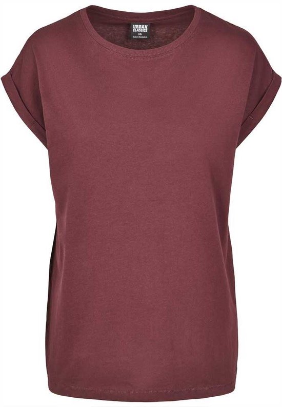 Urban Classics Dames Tshirt -5XL- Extended Shoulder Bordeaux rood