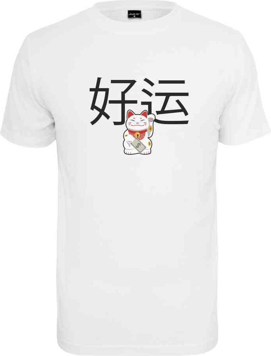 Mister Tee Waving Cat Heren T-shirt 2XL Wit