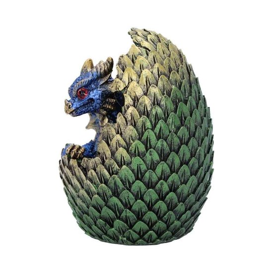 Nemesis Now Blue Geode Home - Statuetta Uovo Di Drago Con Piccolo Drago Blu, Poliresina Dipinta A Mano 8x8x10,7 Cm - 4