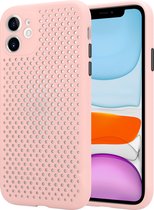 siliconen hoesje met gaatjes geschikt voor Apple iPhone 11 - roze